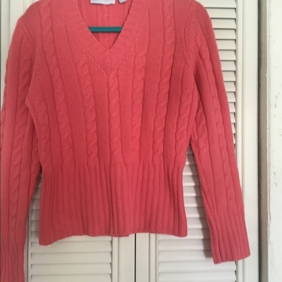 puritan Cape Cod Pink cable Knit 100% cashmere Sweater. Large - Picture 5 of 6
